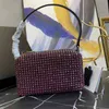 Luxury Diamond Underarm Tote Kvinnor Crossbody Handväskor Pu Party Zipper Soft Flap Interiör Kammare Travel Outdoor Girl Nylon Handväska Evenskväska Burgundy Black