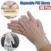 100pcs/pack Disposable Pvc Transparent Gloves Protective Anti Dust Kitchen Dishwashing Waterproof Cca1