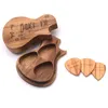 Gitarrplockar trä plockning boxhållare samlare med 3 st trämedlar tillbehör delar verktyg musik gåvor present wrap3265671