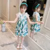 Kızlar Yaz Elbise Örgü Kızlar için Elbiseler Çiçek Çocuk Pullu Kostüm 6 8 10 12 14 210528