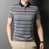 Polo da uomo Ymwmhu 2022 Arrivo Camicia da uomo in cotone a maniche corte a righe Top estivi Casual stile coreano per abbigliamento uomo