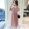 Vestidos de chiffon roupas para grávidas, roupas para grávidas, manga curta, decote em v, bolinhas, vestido para gravidez, vestidos de verão para grávidas