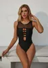 Bikinis set Женщины Сплошные Черные Высокие Талия Бандаж Купальник Push Up Magned Backblob Bodysuit Пляж Купальный костюм 2021 Сексуальные Бикини Женские Плавать