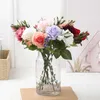 装飾的な花の花輪43cmのローズ人工植物の花1大きな頭と2つの芽偽造のための偽物の結婚式の装飾バレンタインデー