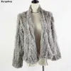 Jacket de fourrure de lapin tricoté Popuplier mode hiver manteau pour femme * harppihop 210906