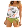 40 # Folha Floral Impressão Bikini Set Mulheres Solta Cintura Alta Split Swimsuit Spaghetti Correias Sexy Nó Tankini Swimwear