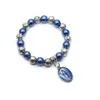 Link Chain Our Lady Of Guadalupe Virgin Mary Bracelet Blue Imitation Pearl Cross Beads Bracelets For Women Religious Beaded Jewelry