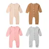 Pudcoco US Stock 4 Colors 0-24M Newborn Baby Girls Boys Romper Solid Long Sleeve Cotton Jumpsuit Autumn Outfits Sunsuit Clothes G1221