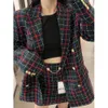 Kadınlar 2 Parça Set Takım Elbise Kruvaze Blazer Ve Mini Etek Zarif Yüksek Moda Chic Lady Kadın Blazer Kıyafetler 210709