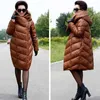 Women's down jacket winter long thickening large size 10XL fashion high-quality brand coat black red navy blue 211008