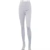 Mulheres Casual Calças Longas Skinny Comprimento Completo Cintura Alta Cor Sólida Plissada Elastic Cruz Slim Fitting 210522