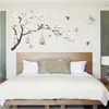 187 * 128cm DIYビニールルーム装飾ビッグサイズの木の壁のステッカー鳥の花の家の装飾壁紙のための居間の寝室210705
