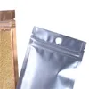 2021 8x13cm Gold Zip Plastic Bags Resealable Matte/Clear Dried Food Candy Smell Proof Storage Zipper Bag with Hang Hole 100pcs/lot