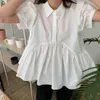 Tops élégants Summer Black OL Blouses Blouse blanche à manches courtes Chemises coréennes Lâche Casual Student Vêtements 210510