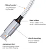 câbles de charge rapide Cordon d'alimentation de chargeur rapide super long de 3 M/10 pieds Charge rapide pour iPhone/Android/Type-C/Micro USB câble Connecteurs de port USB de haute qualité pour téléphone intelligent