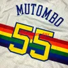 100% genähte Dikembe Mutombo Jersey Mesh T-Shirt Men XS-5xl 6xl Basketball Trikots Retro NCAA