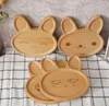 Rabbit Mood Wooden Food Plates Kitchen Tools Cartoon Shape 4 Styles Dinner Tray Eco-friendly Fruit Snack Children Baby Bowl