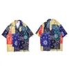 Chemises décontractées pour hommes Elkmu bandana paisley motif de couleur bloc Hawaiian Beach Holiday Short Shirts Tops Harajuku Blouse He927