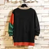 Sweaters Men'S Black Patchwork Long Sleeves Autumn Winter Pullover Knitted O-Neck Plus OverSize 5XL 210809
