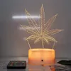 잎 디자인 3D 환상 램프 LED 야간 빛 아이들을위한 남자 침실 흡연 담배 파이프 액세서리