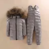 -30 gradi 3 ~ 5y russo Snowsuit Bambini Set di bambini Bianco Down Boys Abbigliamento impermeabile Abbigliamento per bambini Cappotto invernale Giacca invernale per ragazze parka 211027