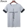 5xl Summer Faith Cross Print T Shirt Kvinnor O-Neck Patchwork Kortärmad S Casual Ops Plus Size EE 210603