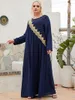 Etnik Giyim Mavi Abaya Dubai Türkiye Arap Müslüman Elbise Kaftan İslam Maxi Maksi Elbiseler Fas Vestidos Robe Longue Femme