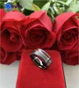 Flatband Wood Ring Svart volframbröllop för män och kvinnor med Offset Groove Real Inlay 8mm Comfort Fit 210701