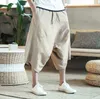 الرجال المتناثرة الحريم السراويل 2021 الصيف القطن الكتان ركض الذكور خمر النمط الصيني sweatpants الموضات