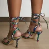 Summer Women Flip Flop 9 CM Wysokie obcasy Strappy Sandals Fetysz Serpentyn Sandtles Lady Stripper Sexy U Toe Cross Buty