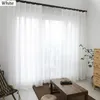 White Tulle Curtain for Living Room Soild Cross Cotton Linen Sheer Curtain for Bedroom Organza Voile Window Treatments Panel 210712