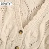 ZEVITY Kadınlar Moda V Boyun Kelebek Kollu Büküm Örme Rahat Ince Kazak Kadın Oymak Göğüs Kazak Tops S373 210603