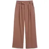 Розовые повседневные женские брюки с высокой талией кнопка на молнии кармана широкие брюки ноги женская весенняя мода одежда 210521