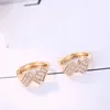 Boucles d'oreilles clous femme cristal classique platine zircon cuivre blanc plaqué or argent