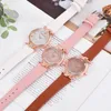 Wristwatches RoseGold Belt Creative Dial Women Watch Fashion Rhinestone Leather Jewelry Quartz Wristwatch Female Clock Gift Relogio Feminino
