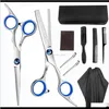 9Pcs/Set Barbershop Professional Hairdressing Scissors Kit Hair Cutting Scissors Hairbrush Hair Clip Cape Grooming Comb With Bag 82Lgd Eihlp