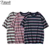 Fojaganto 남성 여름 줄무늬 T 셔츠 블랙 코튼 특대 의류 힙합 패션 캐주얼 티셔츠 남성 210716