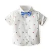 Yürümeye başlayan çocuk çocuklar erkek bebek beyefendi kıyafetleri yaz kısa kollu düğme karikatür araba gömlek üstleri kayış şort pantolon kıyafeti çocuk set8069543