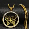 Schmetterlingskristall aus Edelstahlkette Halskette Frauen Goldfarbe Halsketten Anhänger Schmuck Cadenas Mujer N137S05 Ketten6648208