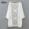 dentelle blanche creux femmes chemisier chemise été ample grande taille Cardigan féminin s blusas 0335 40 210427