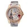 Orologi da polso Donna Grandi orologi Fashion Luxury Crystal Paris Eiffel Tower Cinturino in pelle Orologio da polso al quarzo Orologi da donna casualOrologi da polso Wi