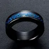 Anéis de faixa do padrão do dragão punk para homens inlay conforto apto de aço inoxidável anel de casamento largo 8mm