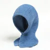 Hat and bib one-piece snap-button solid color all-match hood collar without velvet winter riding warm woolen scarf Solid