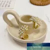 Boucles d'oreilles élégantes en perles pour femmes et filles, jolies boucles d'oreilles circulaires de couleur or, bijoux cadeaux