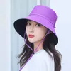 Double-sided Foldable Bucket Hat Fisherman Sun Hat for Women Girls Outdoor Beach Visor Hats Anti-UV Wide Brim Sunscreen Cap Caps JXW887