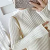 Autumn And Winter Mid-Length Over-The-Knee High-Neck Knitted Dress Loose Sweater Skirt Women 210514