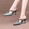 Dress Shoes Sapatos Femininas Women Cute Black Leopard Spring Slip On High Heel Zapatos De Mujer Lady Casual Pu Leather E9575