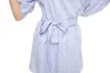 Kvinnor Blå Striped Dress Off Shoulder Half Sleeve Midja Band Sommar Sexig Party Mini Es Plus Size Vestido Beach 210623