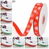 10 jardas / rolo de presente de Natal embrulhar fita impressa floco de neve Grosgrain fitas DIY ano novo decoração de casamento BT6726