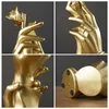 Gouden hars standbeeld voor decoratie home decor s abstracte sculptuur moderne figurines liefde rose Valentijnsdag aanwezig 210827